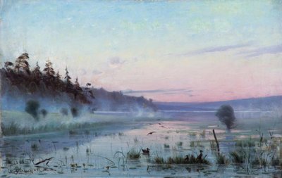 C. Johansson, niebla matutina sobre el lago de Carl Johansson